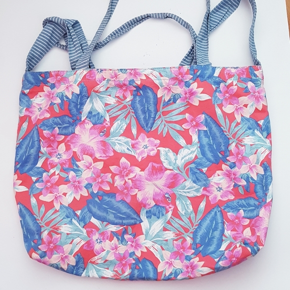 AMERICAN EAGLE Blue & Pink Floral Canvas Tote Bag - Picture 8 of 8